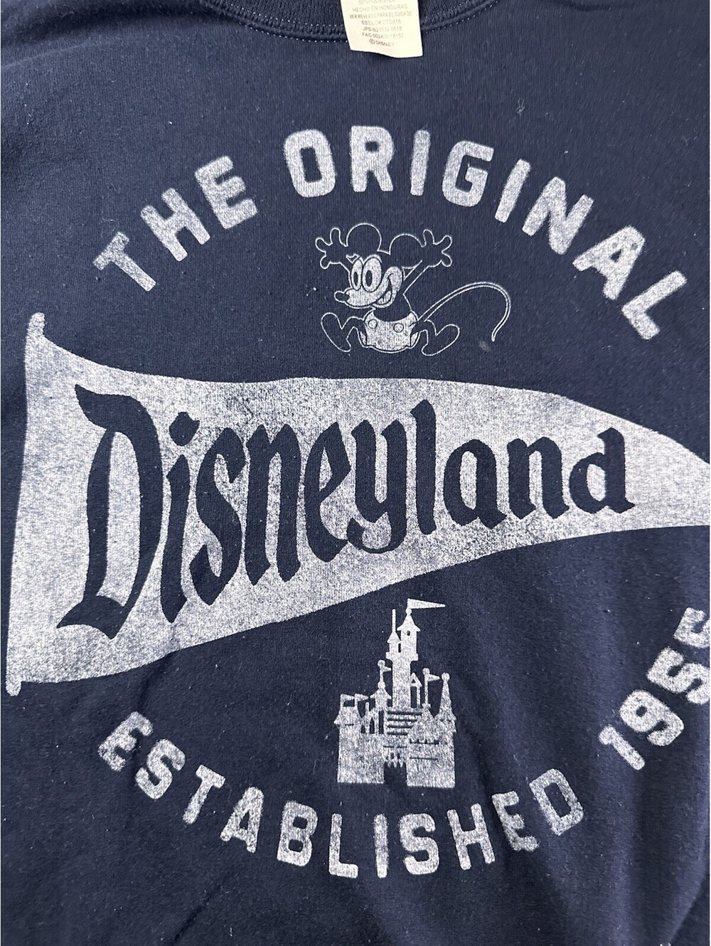 Disney Disneyland Original Mickey Mouse Sweatshirt Pullover Navy Blue Size S - Picture 3 of 6